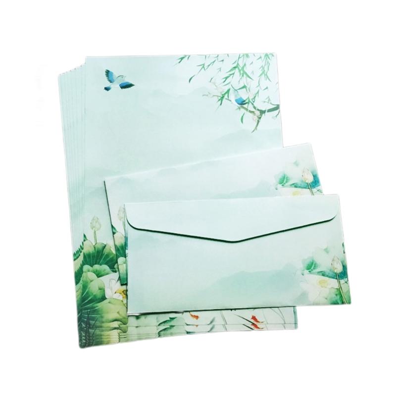 Stationery Paper and Envelopes Set Traditional Letter Writing Paper Color Both Side Writing Stationary Paper for School