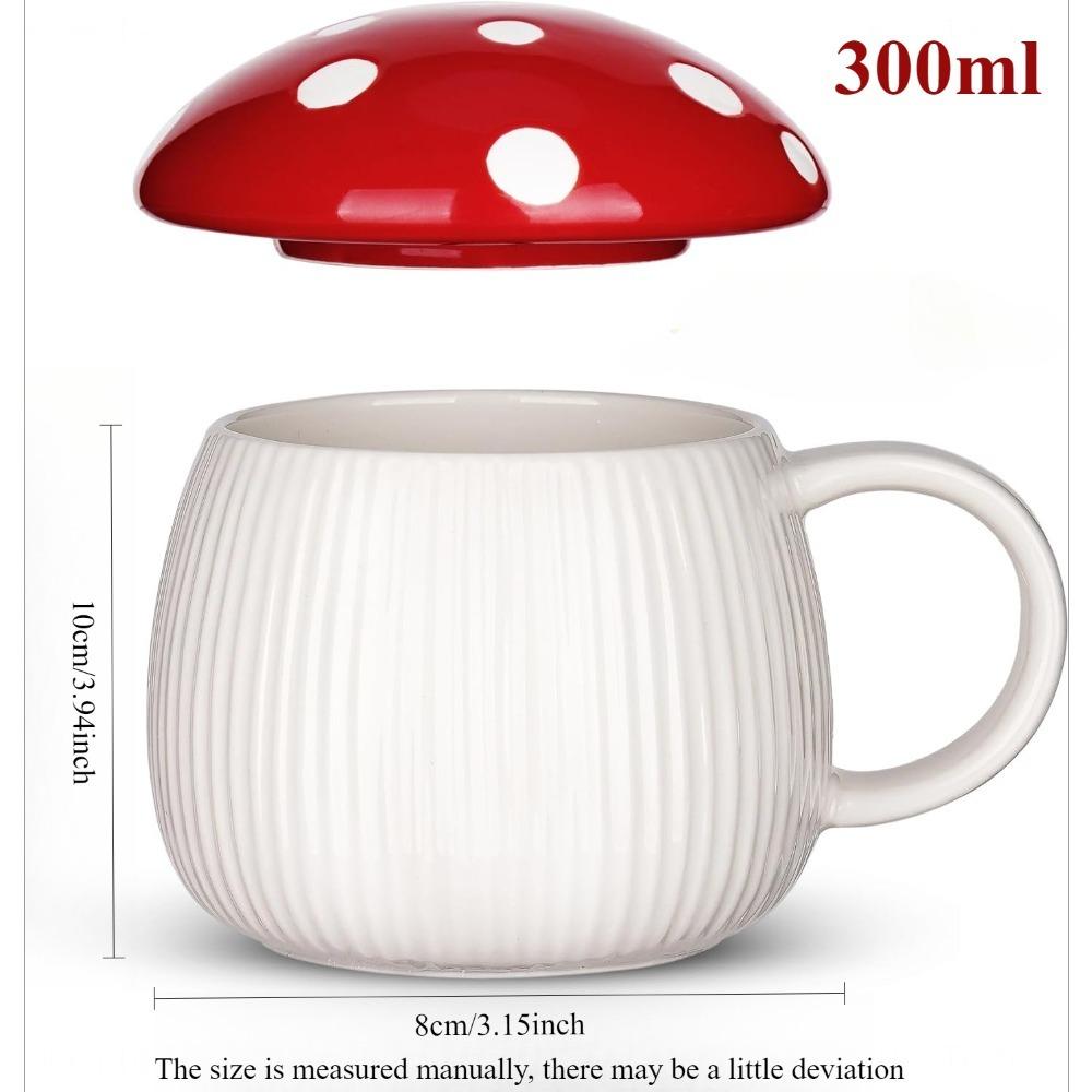 300ml/10oz Pilzförmige Keramiktasse mit Deckel Geeignet für Kaffee Tee Heiße Schokolade usw Geeignet für Zuhause und Büro