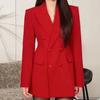 Schmal geschnittene Taille Frühling Herbst Blazer Zweireihig High-End Lässige Damenjacke