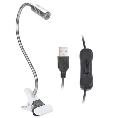 USB Powered ClipOn Desk Lamp Home LED Reading Flexible Table Lamp Silver Warm Light