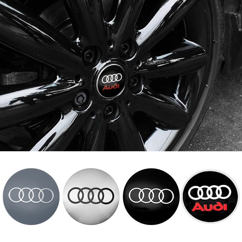 For Audi  A5 4Pcs 56mm Car Wheel Hub Cap Center Sticker Emblem Badge Decal Accessories For Audi A1 A3 A4 A5 A6 A7 Q3 Q5 Q7 RS3 RS4 RS5 S3 S4