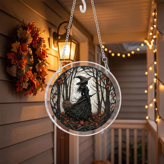 Xiaobudian Halloween Acrylic Puzzle Suncatcher Window Hanging,7.87 Inch Sun Catcher Decoration Ornament, Ideal for Gifting and Home Decor