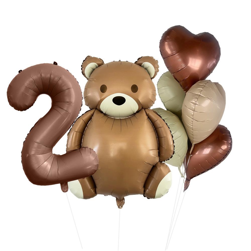 Matte Bear Aluminum Film Balloon Set Love Digital Children'S Birthday Party Decoration Decoration Bear Birthday Party
