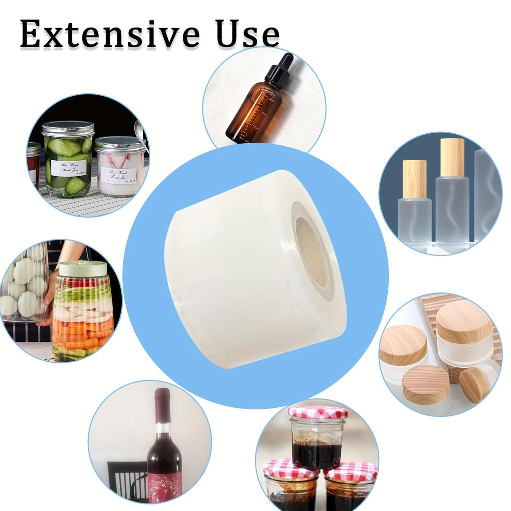 1 Roll Stretch Shrink Wrap Film, Non Heat Bottle Sealer Easy To Use, Shrink Wrap for Bottles Jars Cans, Packaging Supplies Gift