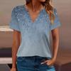 Women's Casual V Neck Printed Short Sleeve T Shirt Basic Tee Top Daily Wear Fashion
