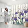 Floral Iris Shower Curtain, Vibrant Pink & Purple Design, High-Quality Polyester, Easy Slide, All Seasons Bath Decor