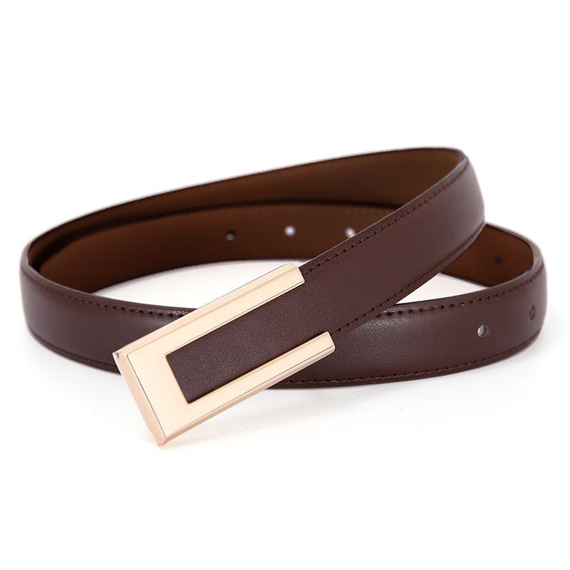 Genuine Leather Womens Fashion Belt With Smooth Buckle For Casual Wear