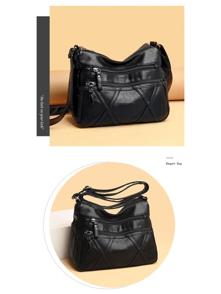 2021 Women's Soft Leather Shoulder & Messenger Bag for Middle-aged & Elderly with Large Capacity