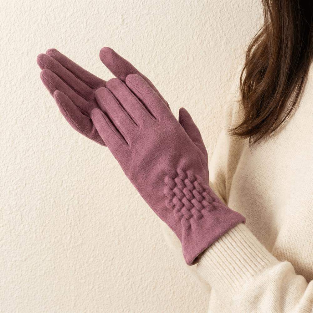 Solid Color Gloves Thickened Winter Mittens Temperament Suede Velvet Gloves Women