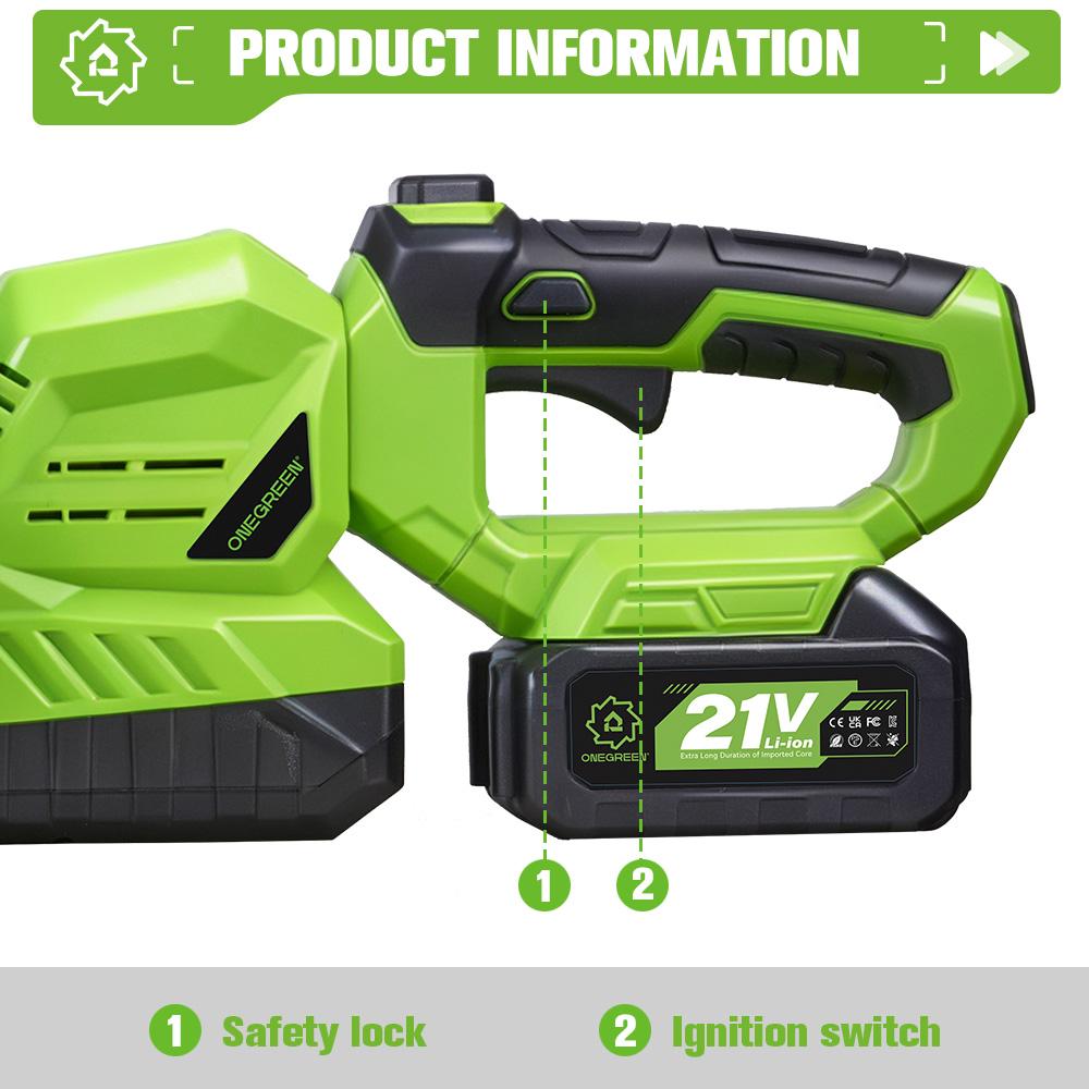 ONEGREEN 2000W Elektrische Heckenschere 180° Drehung Akku Landschaftsbau Heckenschneider Trimmer Gartengerät Für Makita Akku Stift