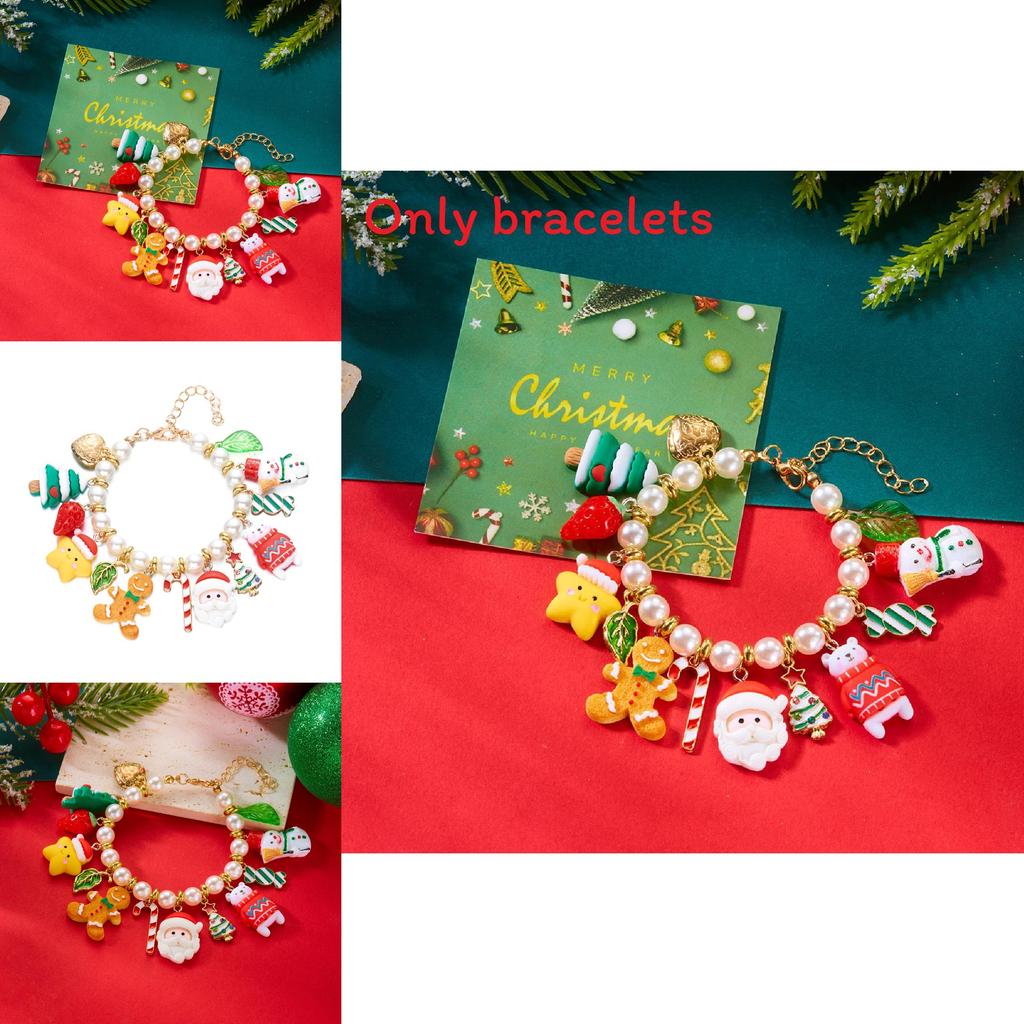 Bracelet Flocon de Neige Père Noël Perles Artificielles Pour Femmes et Hommes Cadeau