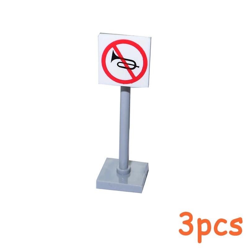 Non-Toxic Moc City Traffic Lights Road Signs Roadblock Signal Light Speed Limit Diy Building Block Scene Construction Minifigs Accessories