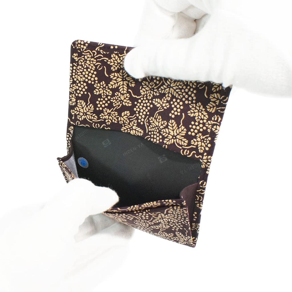 Indenya Inden Business Card Case, Large Capacity, Deerskin, Purple with White Lacquer, Grape Pattern, 2501-16-120