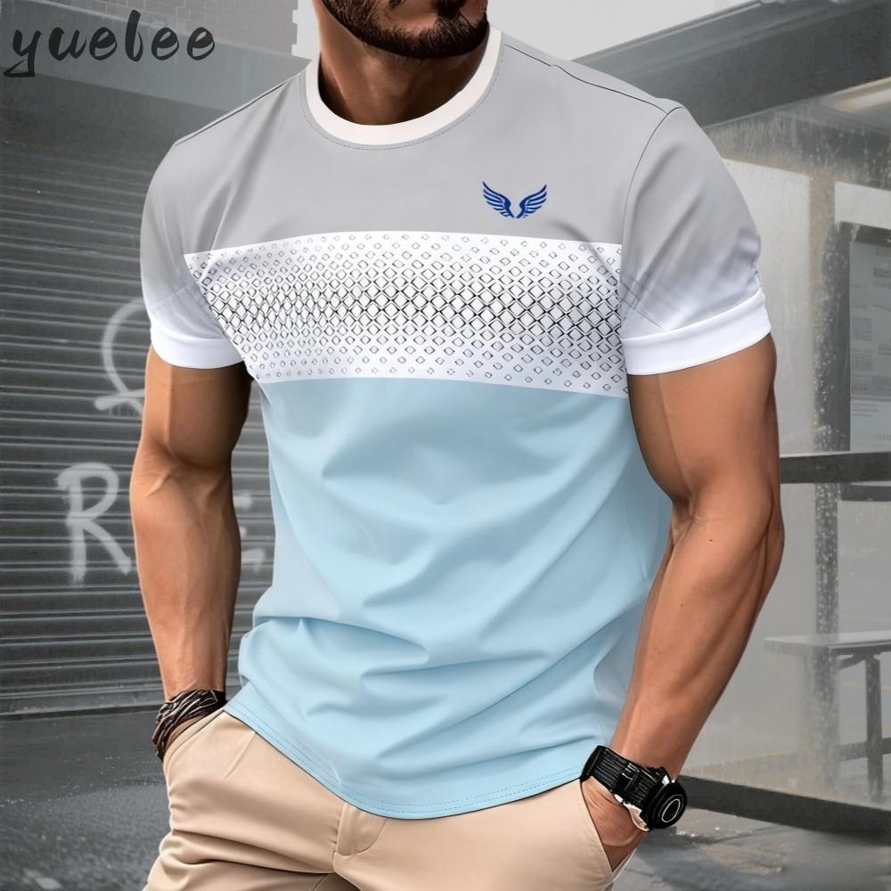 Summer Men's Patchwork T-shirt Men's O-neck Sports Casual Loose Comfortable Short Sleeved Daily Wear Men's Clothing