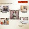 2D Cute Bunny-Patterned Decorative Throw Pillow Covers Pattern Cushion Cover Suitable For Sofa Bedroom Car Pillow Cover