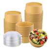 Huaiid 50-Pack 25oz Kraft Paper Bowls with Lids, Paper Salad Bowls, Disposable Food Containers for Parties, Salads, Soup, and Ice Cream