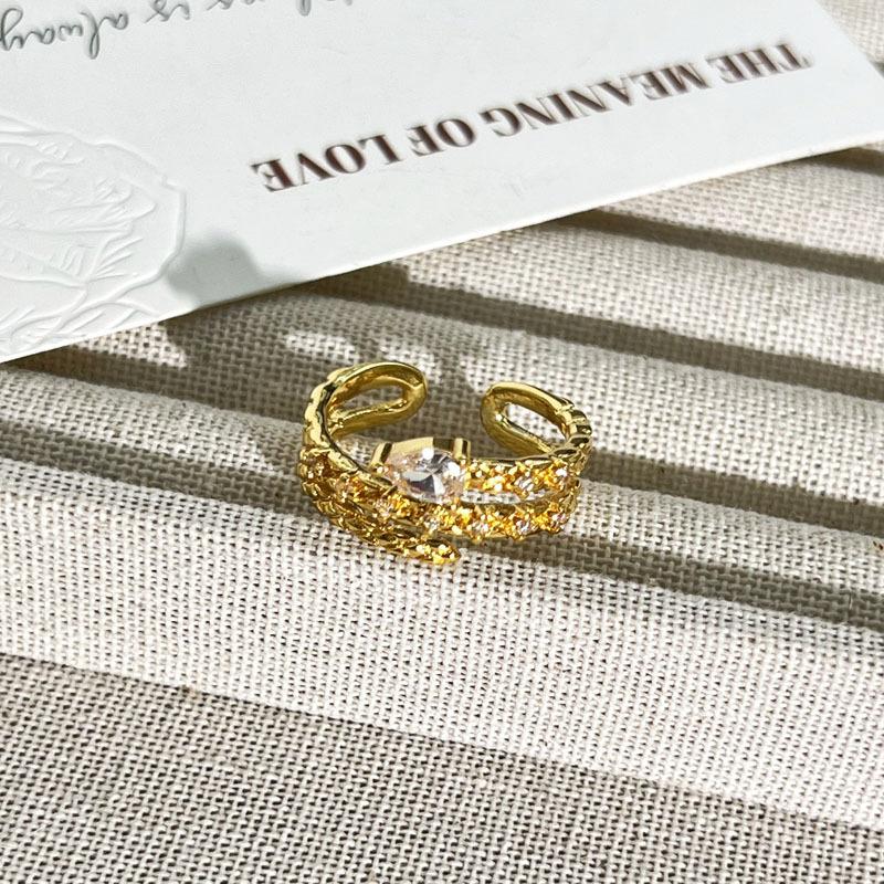 

2026 of The Trend Mix and Match Temperament Sweet and Cool Geometric Micro-inlaid Open Ring Women s Light Luxury High-end Cold Wind Index Finger Ring Resizable