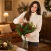 Artificial Christmas Branch Bouquet with Pinecones and Red Berries for Holiday Home Decor