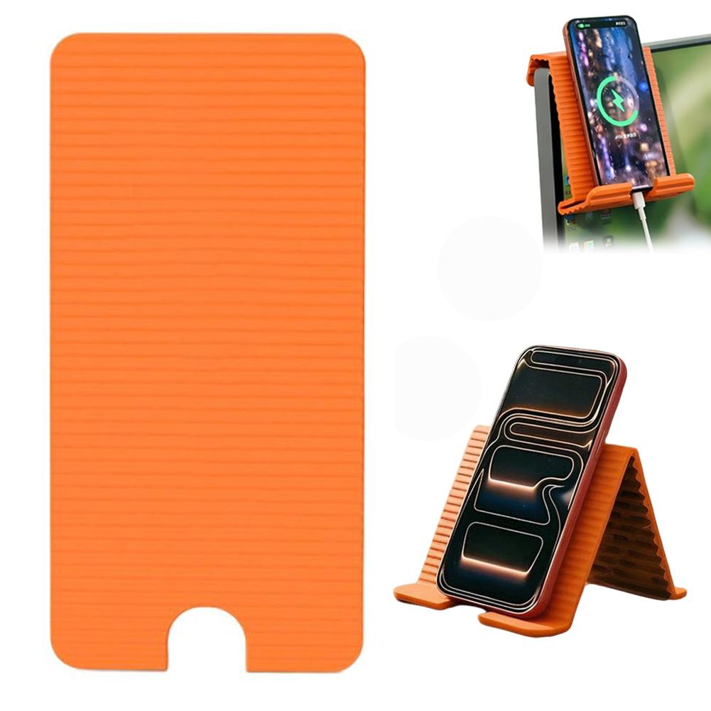 Lazy Silicone Deformation Folding Desktop Phone Holder Tablet Notebook Creative Silicone Phone Portable Holder оранжевый