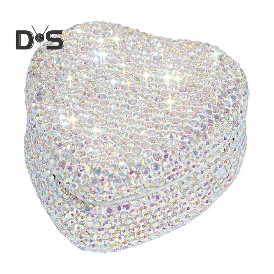 

Серьги, ожерелье, шкатулка, компактный дорожный футляр, многоцелевая, сверкающая, в форме сердца, персонализированная шкатулка для украшений metal