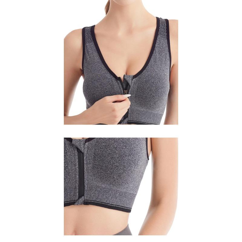 Front Zipper Sports Bra Shock-absorbing Women's Underwear Breathable Without Steel Ring Running Vest Fitness Bralette