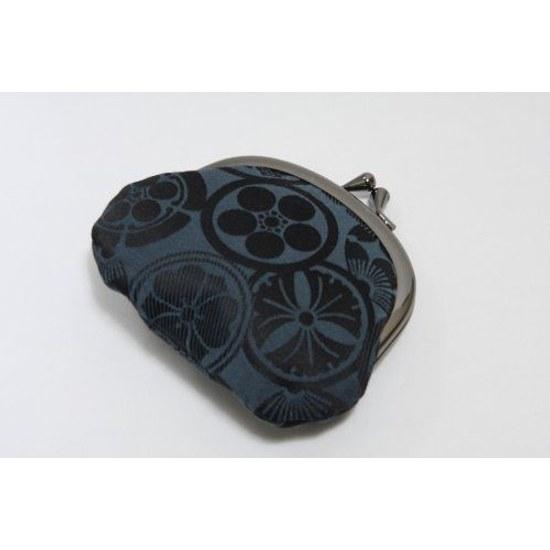 Hasegawa family crest pattern clasp wallet handmade Kyoto artisans coin purse made Japan blue
