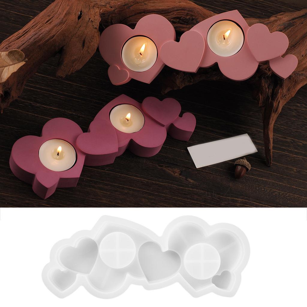 Elegant Double Hole Heart Candle Holder Molds Sturdy Silicone Resin Molds for DIY Candle Holders and Tealight Crafts