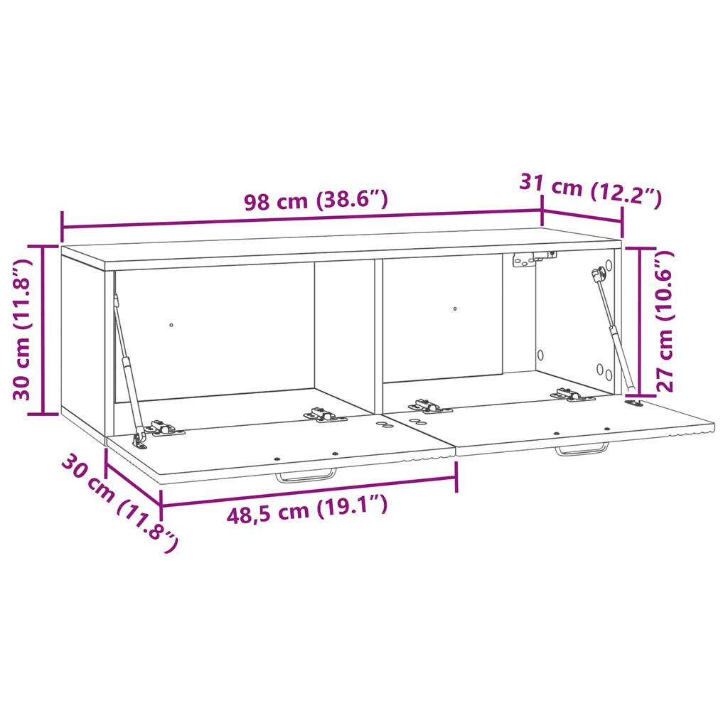 Wall Mounted TV Cabinet Smoked Oak 98 x 31 x 30 cm