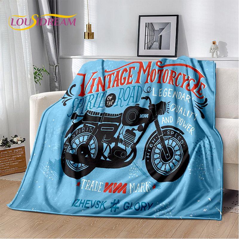 3D Retro Vintage Motorcycle Soft Plush Blanket,Flannel Blanket Throw Blanket for Living Room Bedroom Cover Beds Sofa Picnic