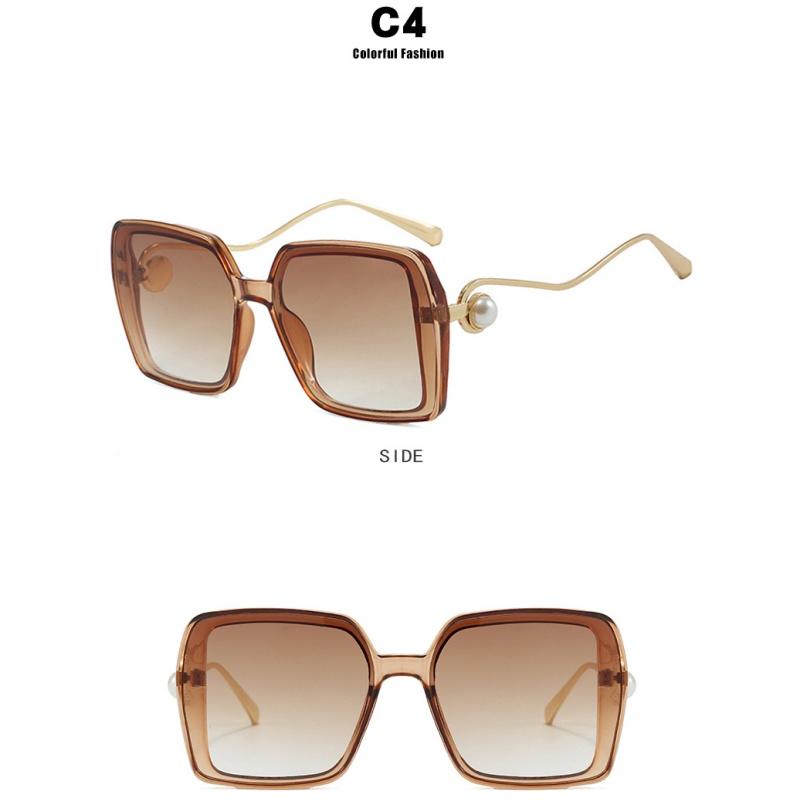 Women's Sunglasses, Fashionable Square Large-frame Sunglasses, Pearl-decorated Sunglasses.