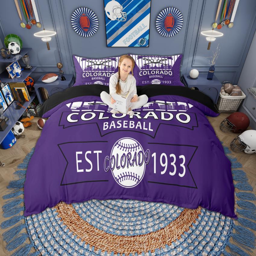 Homewish Kids Baseball Duvet Cover Set Sports Theme Bedding Set Cityscape Print Bed Set Room Decor