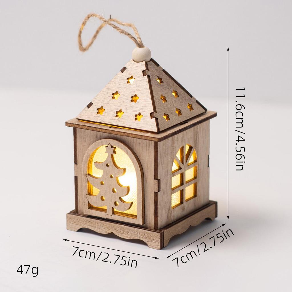 Christmas Luminous Wooden Cabin Ornament - Small House Tree Decoration