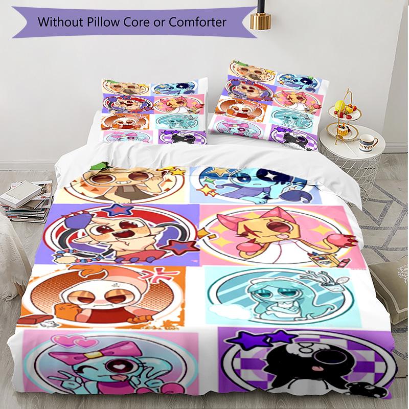 3pcs Duvet Cover Set (1*Duvet Cover + 2*Pillowcase, Without Core), Dandy's World Print Soft All‑Season Bedding Set, Home Bedroom Decor Gift