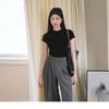 2025 Korean Style Solid Color Slim Fit Women's Short Sleeve T-Shirt
