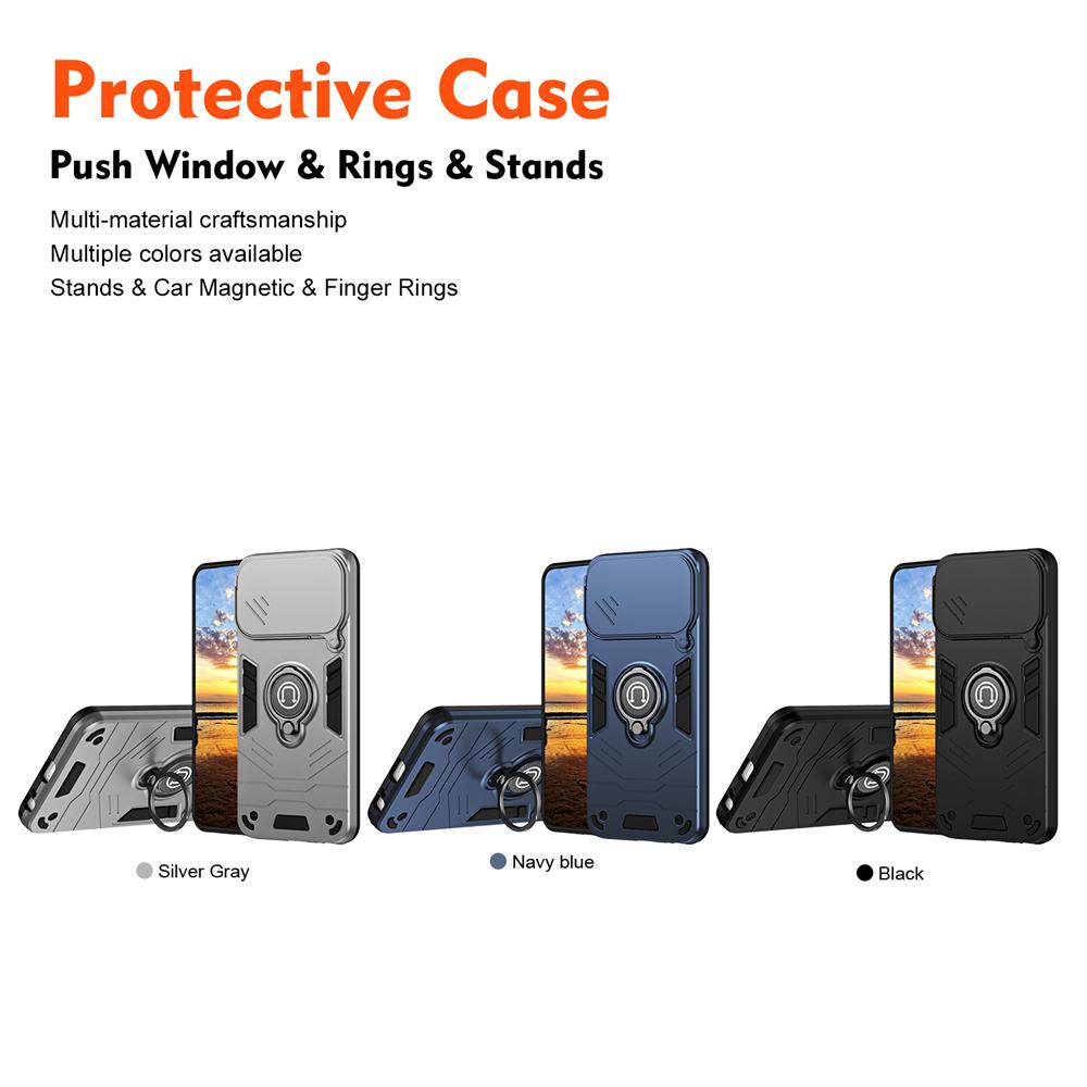KEYSION Shockproof Armor Case for Infinix Hot 60i 5G Silicone+PC Camera Lens Protection Ring Stand Phone Cover for Hot 60i 5G
