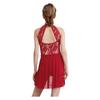 Girls Modern Lyrical Dance Dress Floral Lace Patchwork Cutout Back Rhinestones Leotard Stage Performance Dress