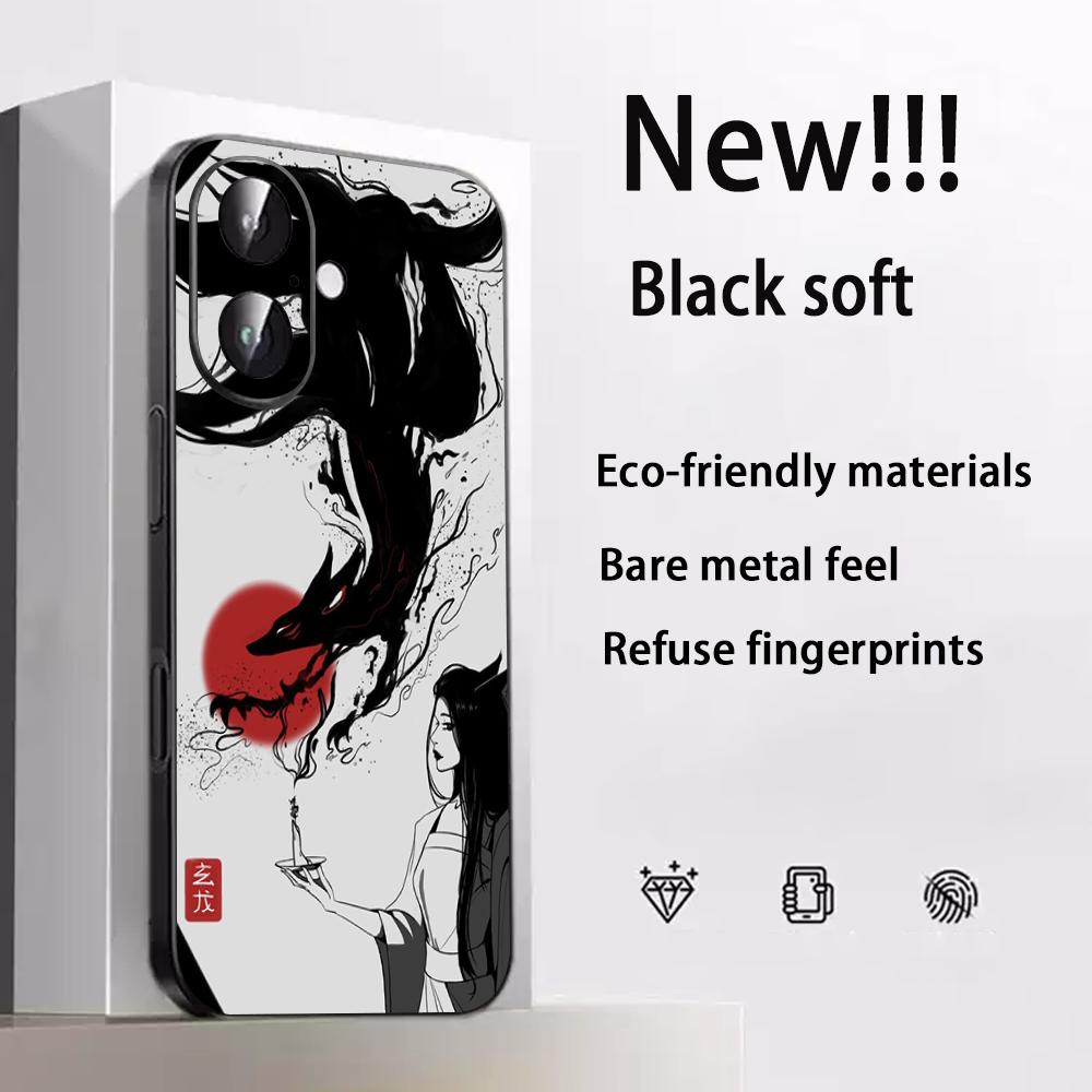 Nine-tailed fox art fashion design Phone Case For iPhone 17 16 e 15 14 13 12 Plus Mini Pro Max Soft black Shockproof Cover