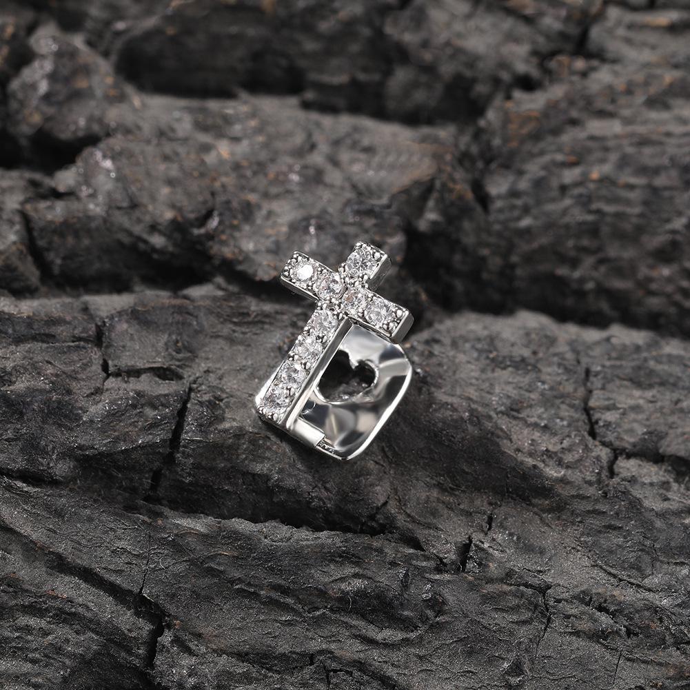 New Hip Hop Gold Braces Personalized Niche TeethGrillz Micro Zircon Cross Single Tooth Braces