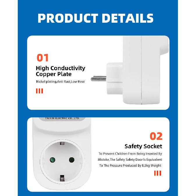 Automatic Voltage Current Protector Socket AC 220V 110V Adjustable 16A Power Surge Protector EU Plug Socket Safe Protect