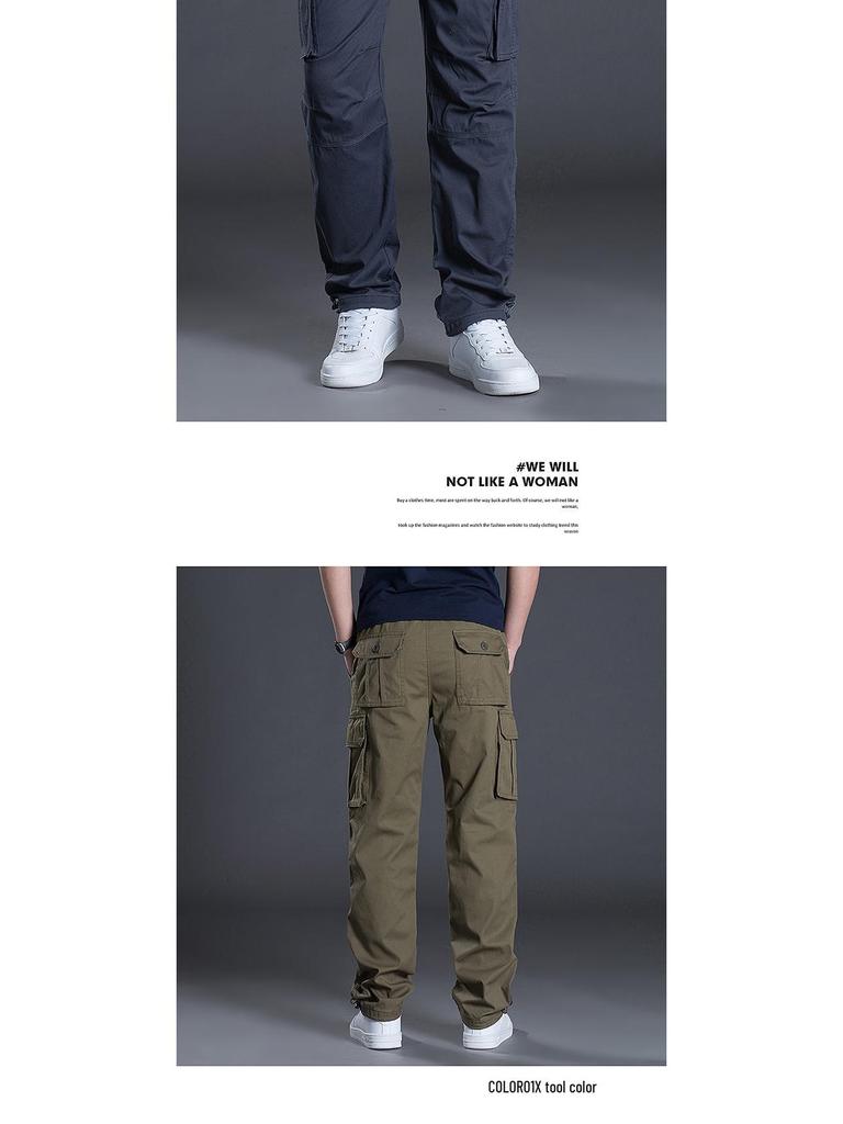 Men's Casual Workwear Pants - Wear-Resistant, Loose-Fit, Straight-Leg with Multi-Pockets for Spring and Autumn