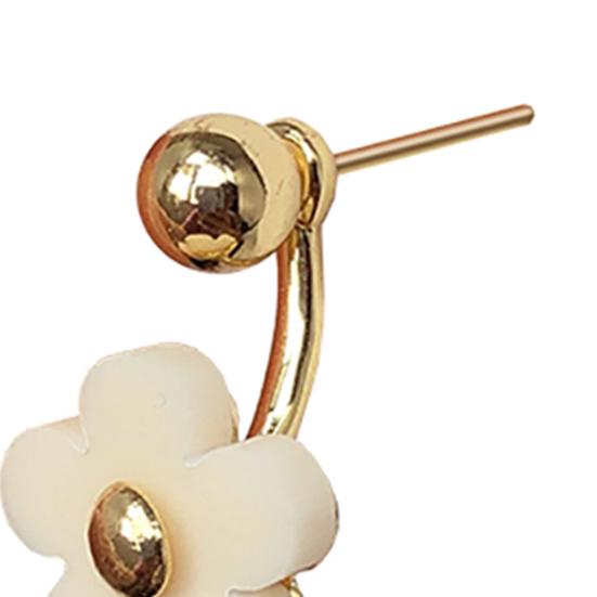 1 Pair Ear Studs All-match Accessories Flower Alloy Double Side Earring for Party