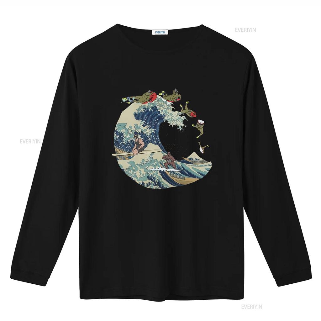 The Great Wave Of Kanagawa Big Lez Show Sassy Sasquatch Gamer T Shirt Meme Funny Best Seller Top R1014 Vintage Washed