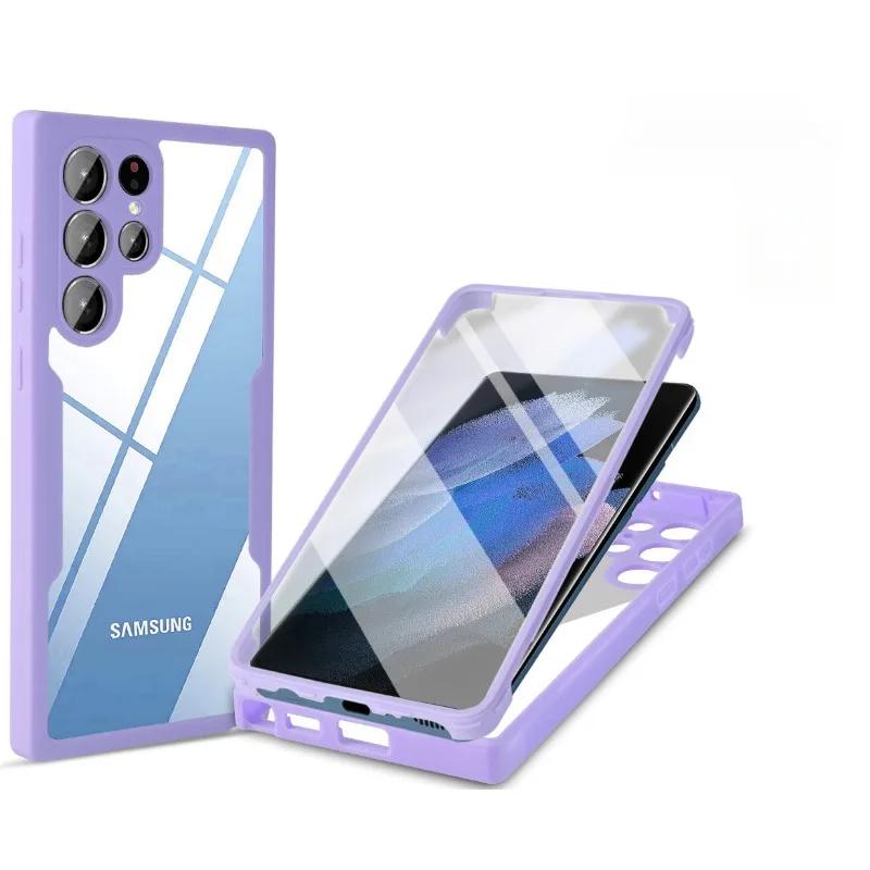 360 Clear Phone Case for Samsung Galaxy S24 S22 S25 Ultra Plus S23 FE A05S A54 A16 A06 A36 A56 A26 Creen Full Protection Cover