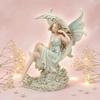 Figurina Incantatrice Luna Verde Pallido e Curva Ornamento Fatato Resina