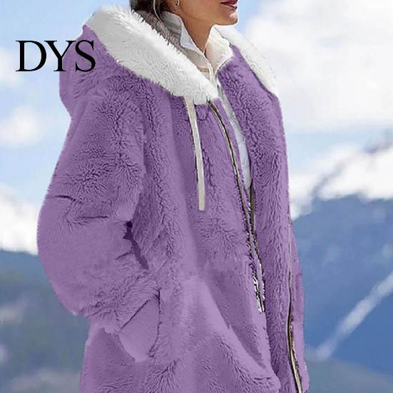 Women Winter Coat Solid Color Warm Furry Outdoor Plush Plus Size Lady Clothes Cardigan