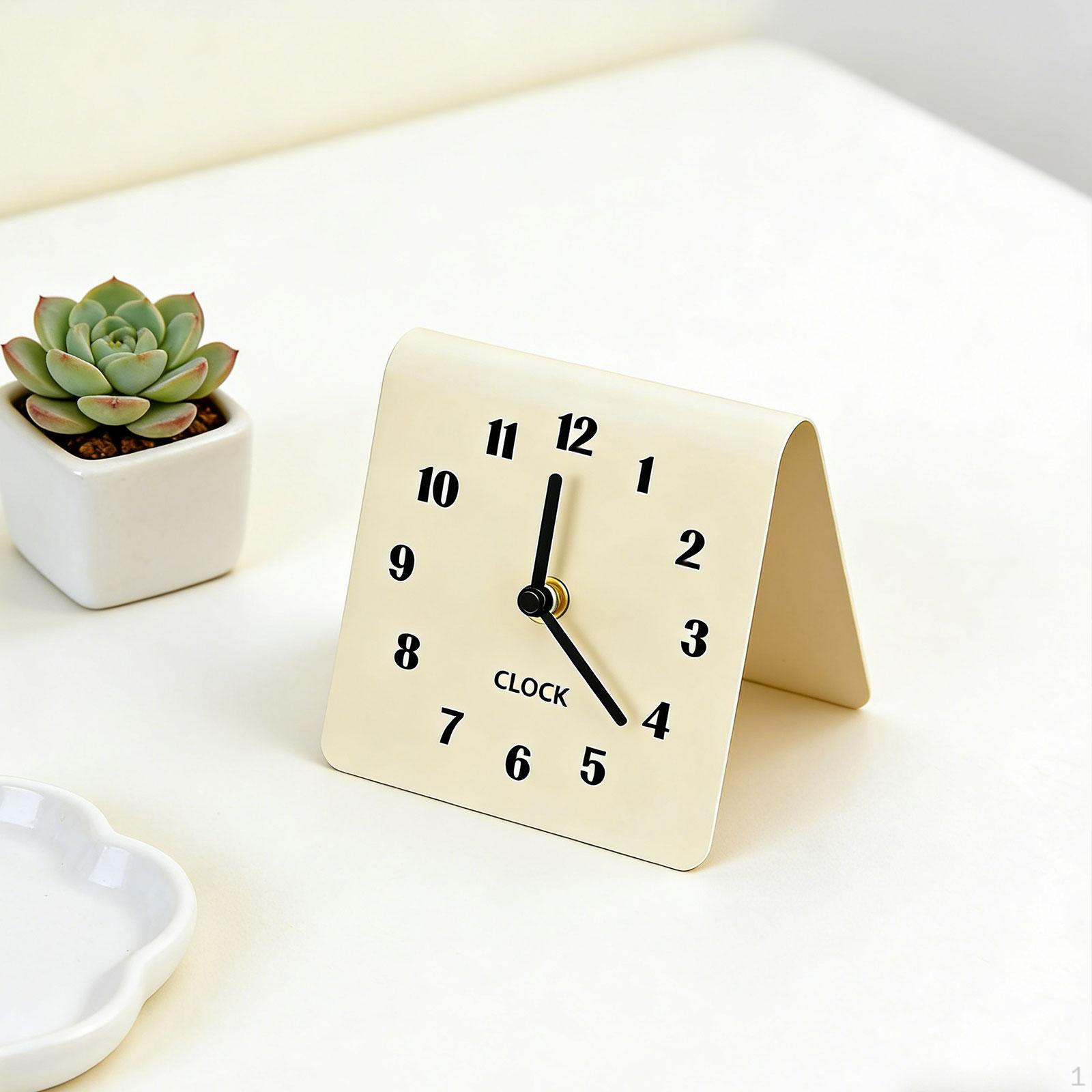 Table Analog Clock, Desktop Clock Small Minimalist Simple Creative Decorative Non Ticking for Home,