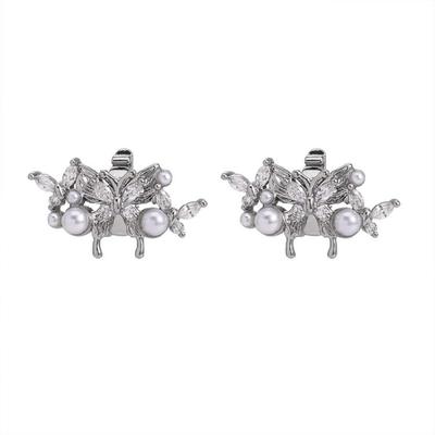 Electroplated Coppers Earphone Decor Crystal Butterfly Studs NonSlip Structure Universal Device Compatibility