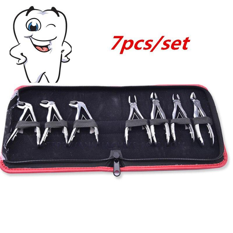 7pcs Childrens Stainless Steel Dental Extraction Forceps Pliers Kit Dental Surgical Tooth Extraction Forcep Pliers Kit