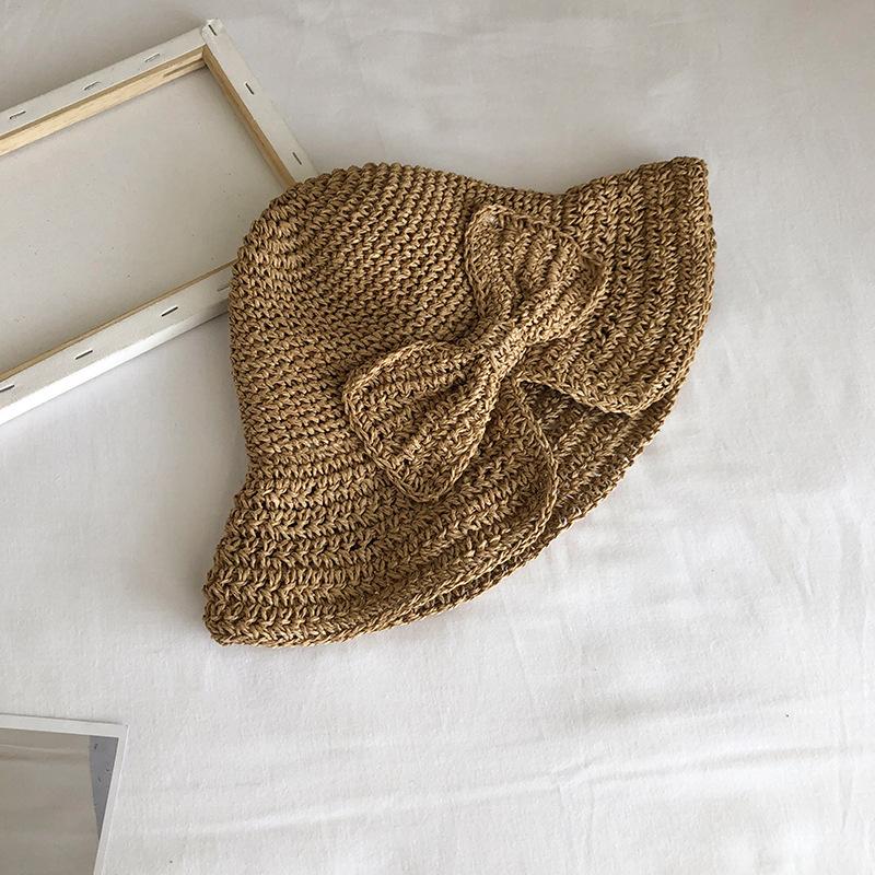 Straw hat woven foldable small fresh big eaves sun protection vacation visor casual versatile trendy hat women s summer Adjustable