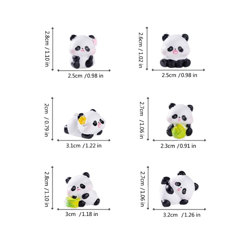 Pandas Figurines Mini Pandas Decors Waterproof Toy Playsets Miniature Doll Garden Figurines Cake Toppers Parties Favor
